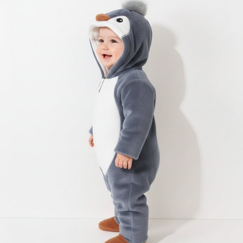 Cloud Fashion جامبسوت بيبي شتوي بتصميم بطريق – سالوبيت حديثي الولادة مبطن فرو دافئ - Image 3